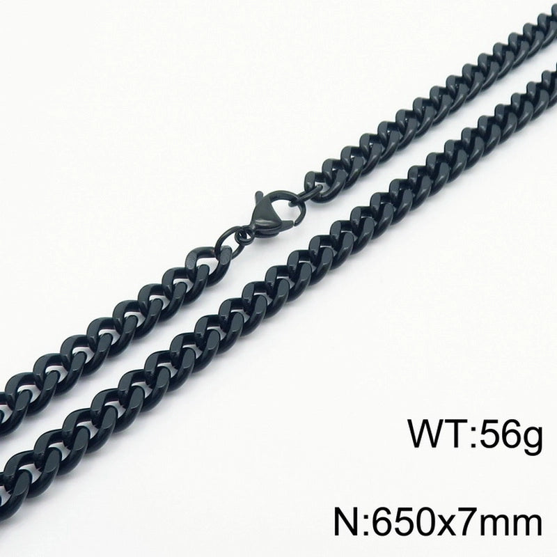 Fashion Simple Bracelet Stainless Steel Six-Sided Grinding Chain Choker Necklace
