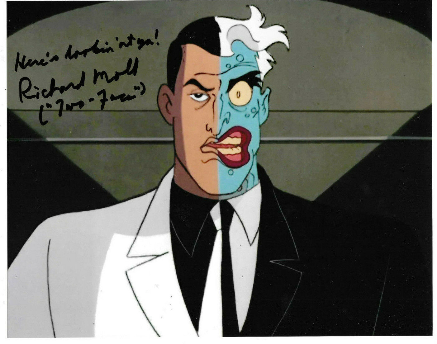 Richard Moll Signed 8x10 Photo Poster painting Autograph, Batman Animated, Harvey Dent, Two-Face