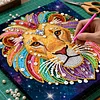 DIY Pearl Painting Lion for Home Decor with Frame(25x25cm)