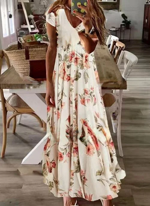 Women Hollow Out Short Sleeve Party Maxi Dress