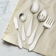 Luckyjetdeal Lace Frosted Flatware Set, Service for 8, Metallic Tableware Disposable Kitchenware Table Decoration & Accessories