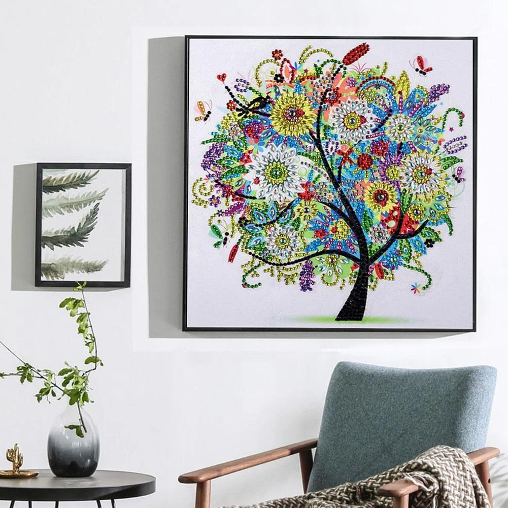 Diamond Painting - Special Shaped Drill - Colorful Tree(30*30cm)