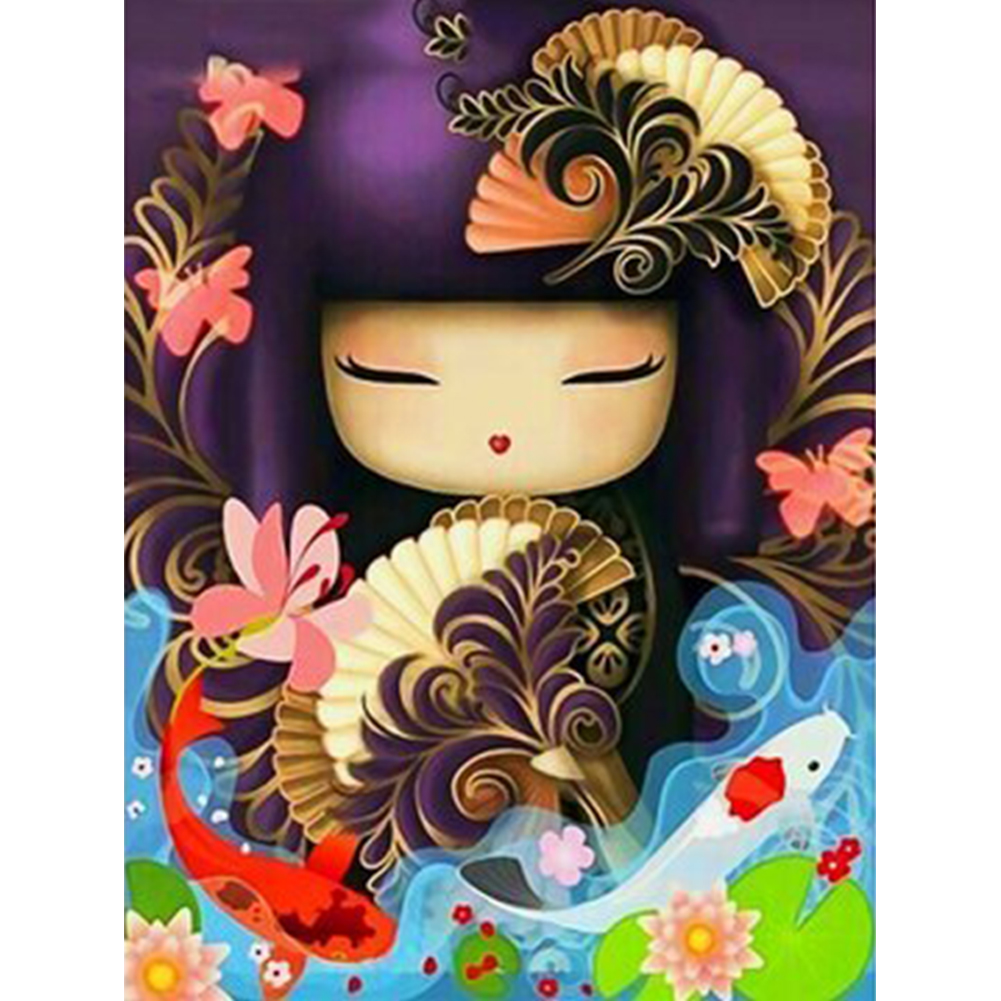 

Kokeshi Doll - 11CT Stamped Cross Stitch - 40*50CM, 501 Original