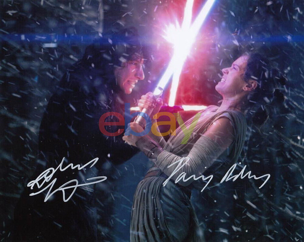 Adam Driver & Daisy Ridley The Force Awakens Signed Autograph 8x10 Photo Poster painting reprint