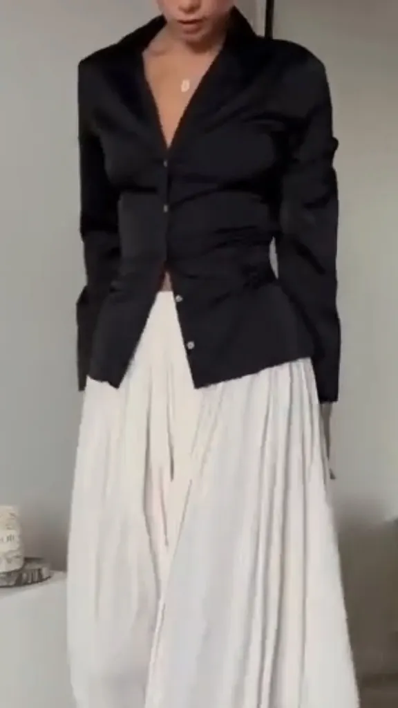 Women V-neck Back Strap Top+ Half Skirt Casual Outfit with Temperament