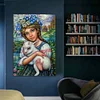 (50*70cm)Girl Holding Sheep - Round AB Drill Diamond Painting