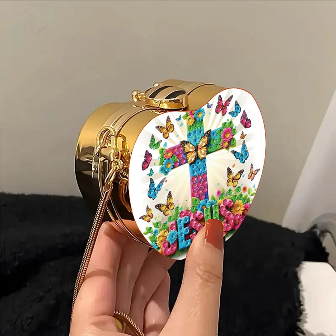 Cross DIY Acrylic Love Art Diamond Painting Coin Purse with Chain for Women Girl