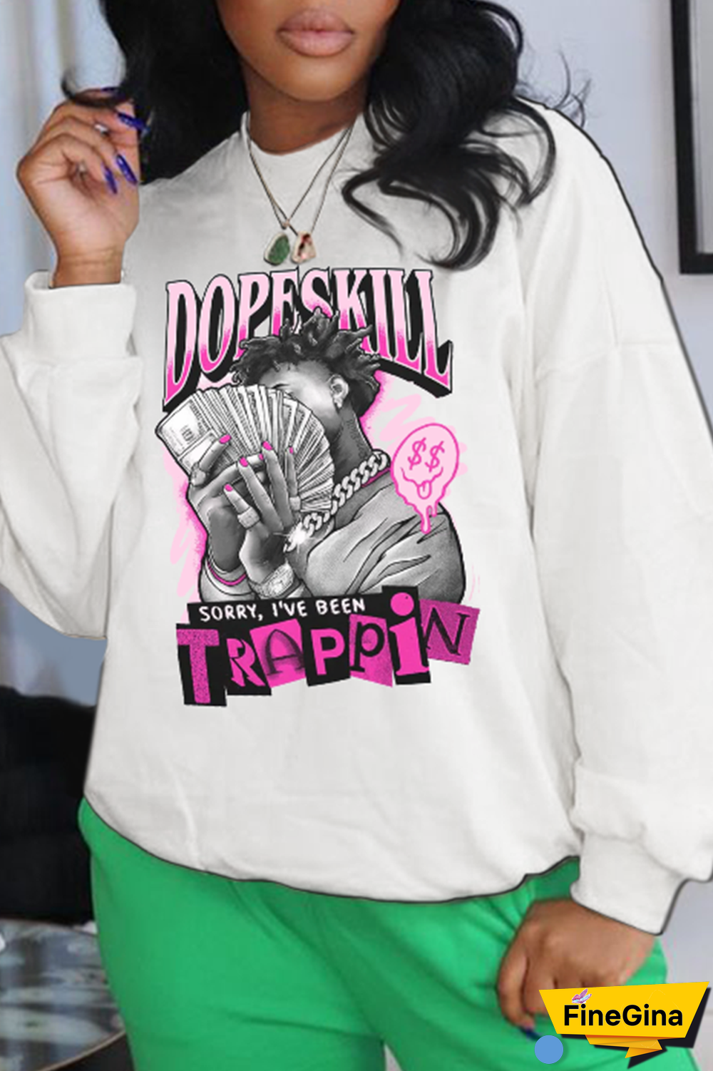 Blue Casual Daily Print Patchwork O Neck Tops