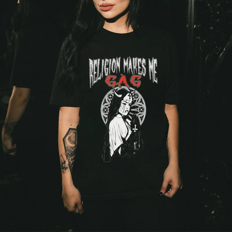 Religion Makes Me Gag Printed Women's T-shirt -  