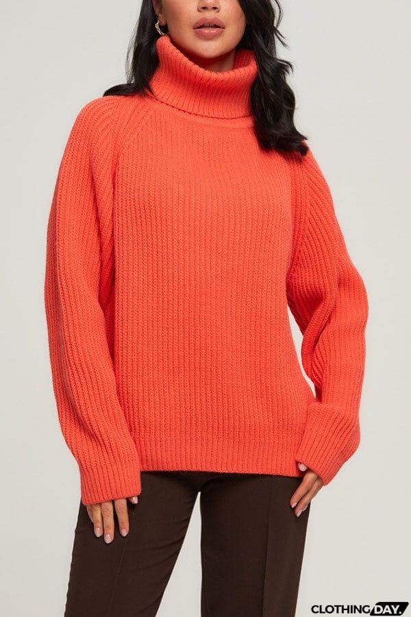 Turtleneck Pullover Loose Knit Sweater