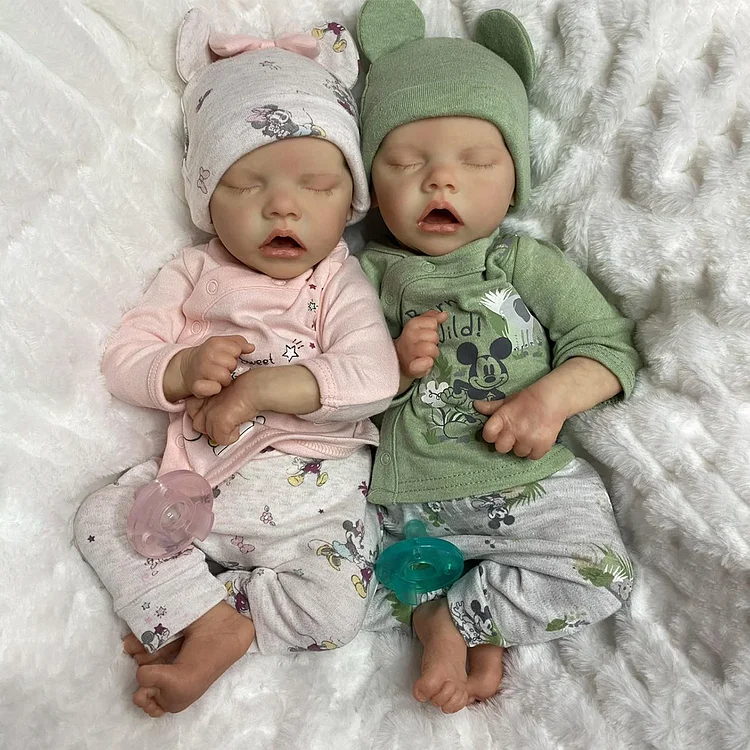 [Heartbeat💖 & Sound🔊] 17" Sweet Sleeping Dreams Reborn Newborn Twins Sisters Sgaya and Cloc Truly Baby Toy, Birthday Gift Rebornartdoll® RSAW-Rebornartdoll®