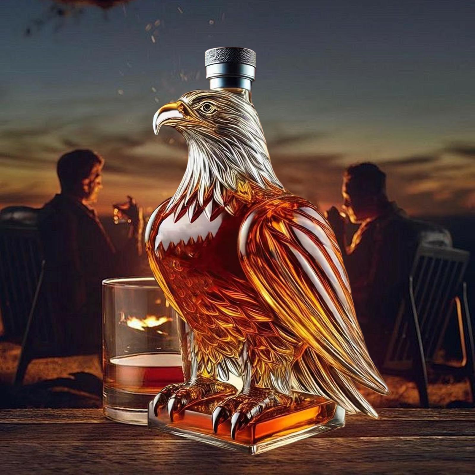 Tegooe Novelty Crystal Eagle Whiskey Decanter - 350ml Glass Spirit Bottle