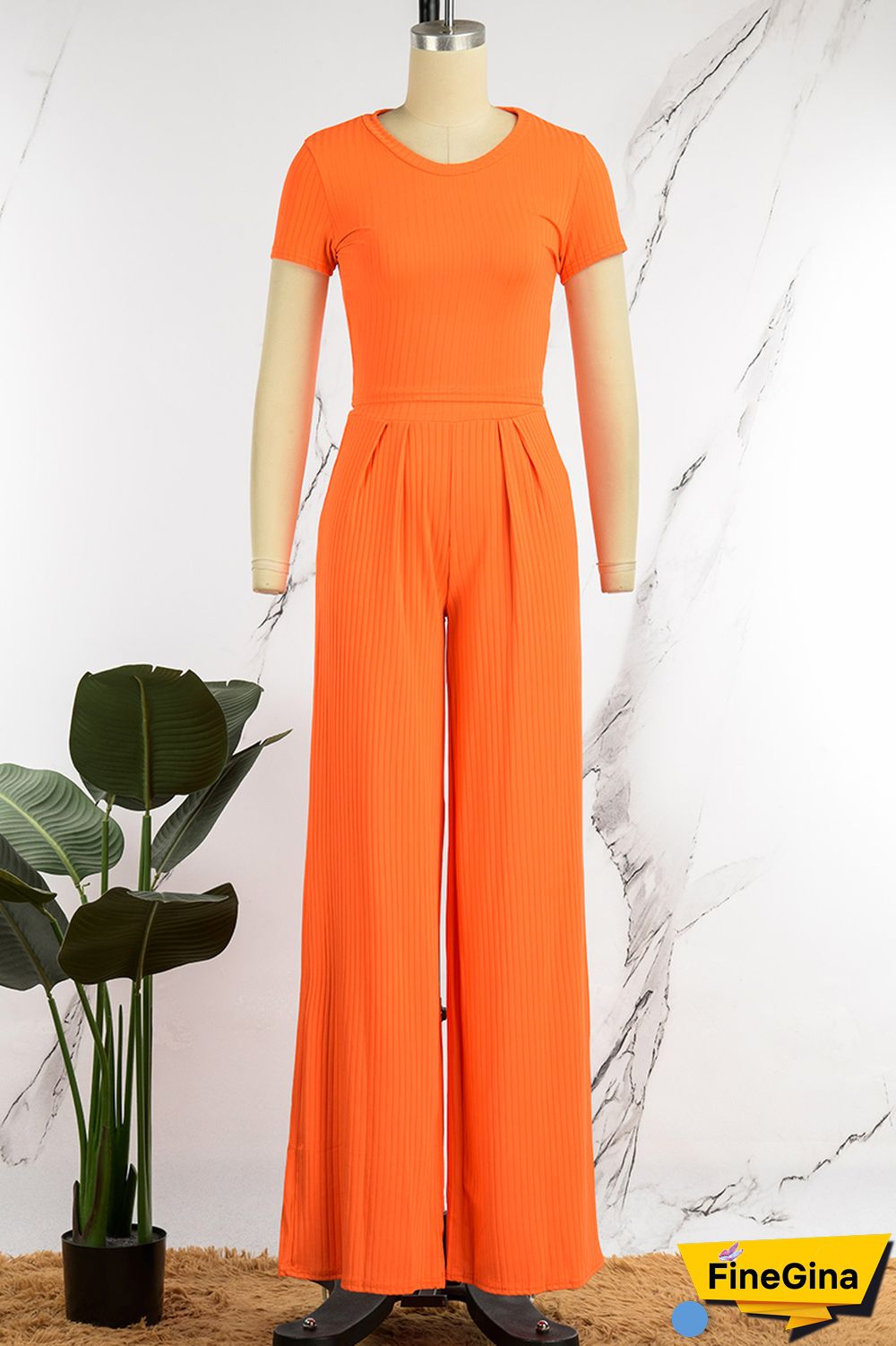 Blue Casual Solid Basic O Neck Short Sleeve Two Pieces