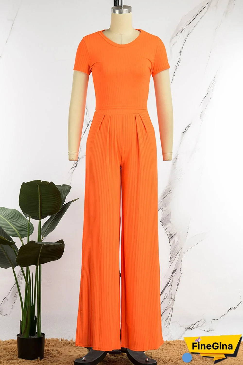 Blue Casual Solid Basic O Neck Short Sleeve Two Pieces