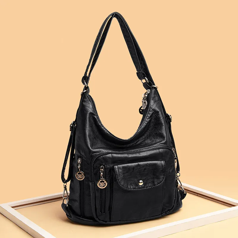 Large Multi-Use Soft Leather Single Shoulder Crossbody Bag