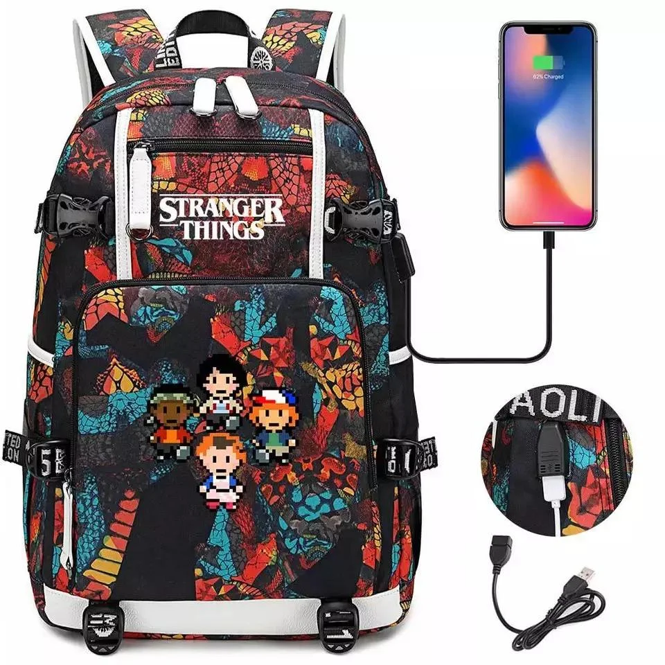 Buzzdaisy Stranger Things #1 USB Charging Backpack School NoteBook Laptop Travel Bags