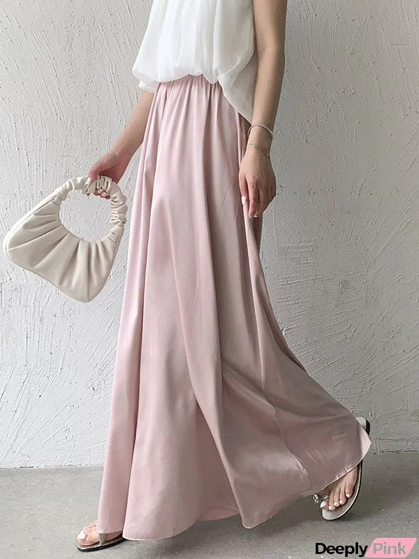 High Waisted Wide Leg Solid Color Casual Pants Bottoms Culotte