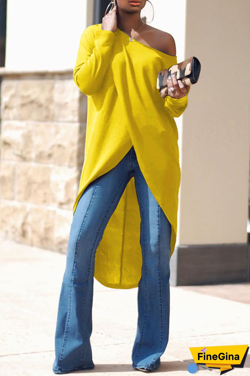 Tangerine Red Casual Solid Patchwork Asymmetrical Oblique Collar Tops