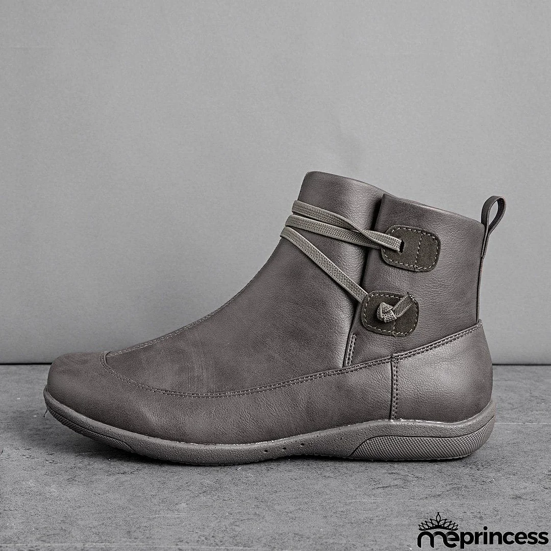 Women's Braided Strap Flat Heel All Season Boots