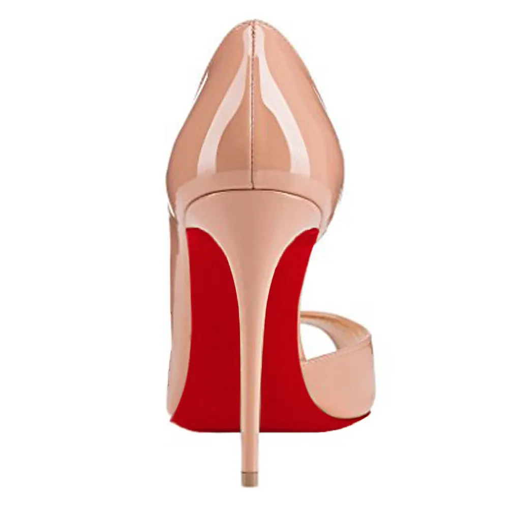 120mm Women's Party Wedding Peep Toe heels Nude Patent-vocosishoes