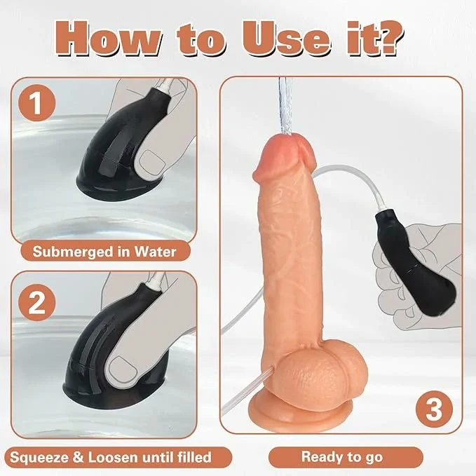 Realistic Squirting Dildo, 7.4 '' Ejaculating Dildo for Beginners with Strong Suction Cup for Hands-Free Play, with Curved Shaft and Balls, Adult Sex Toys for Women G Spot and Anal Prostate