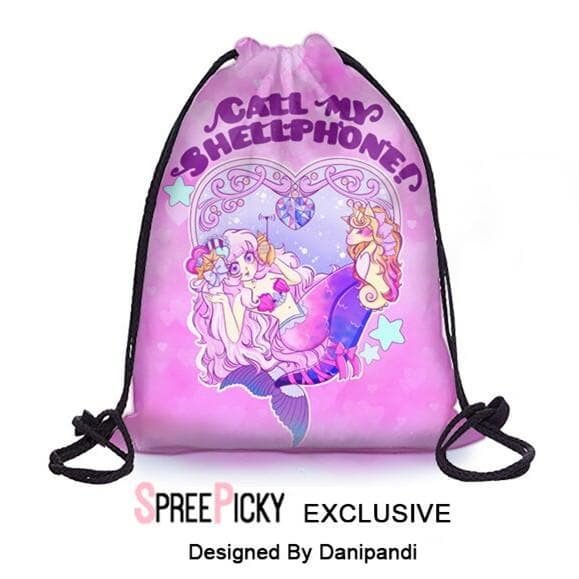 [Danipandi Design] Mermaid Call My Shellphone Drawstring Backpack SP179142