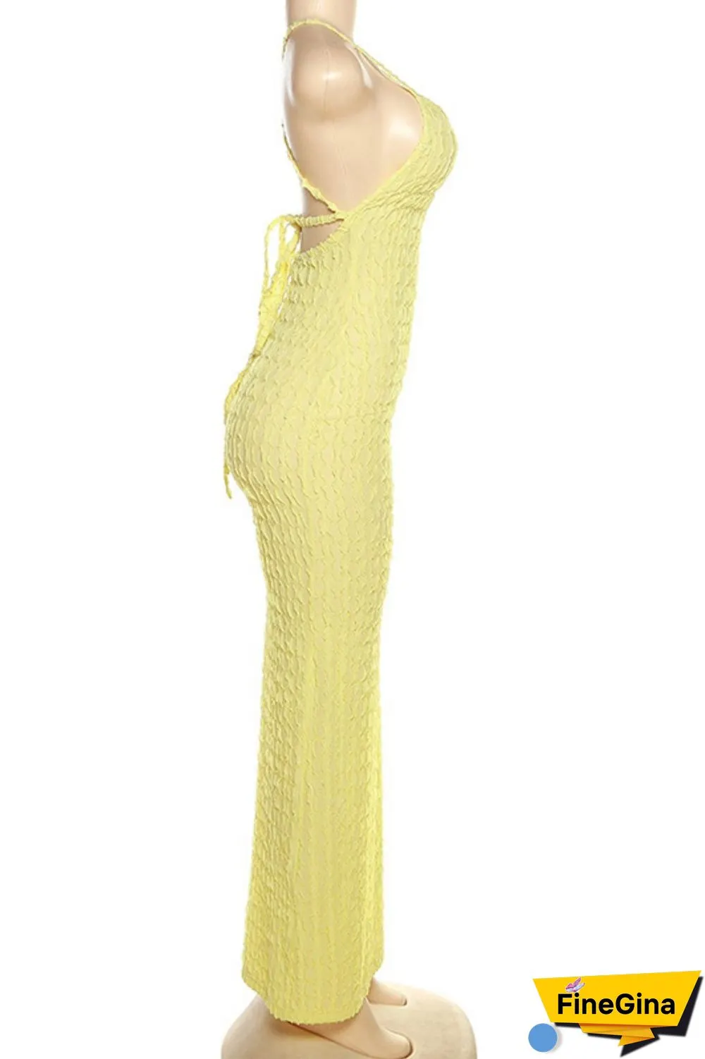Rose Red Sexy Solid Backless Cross Straps Long Dress Dresses