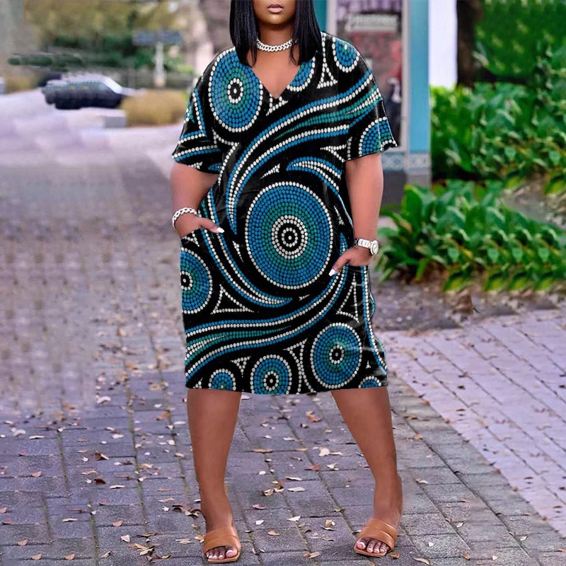 Geometric Polka-Dot Print Midi Dress