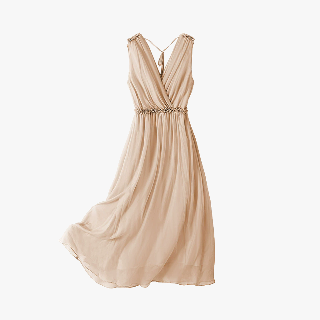 Silk V-Neck Dress Sleeveless Evening Gown Style REAL SILK LIFE