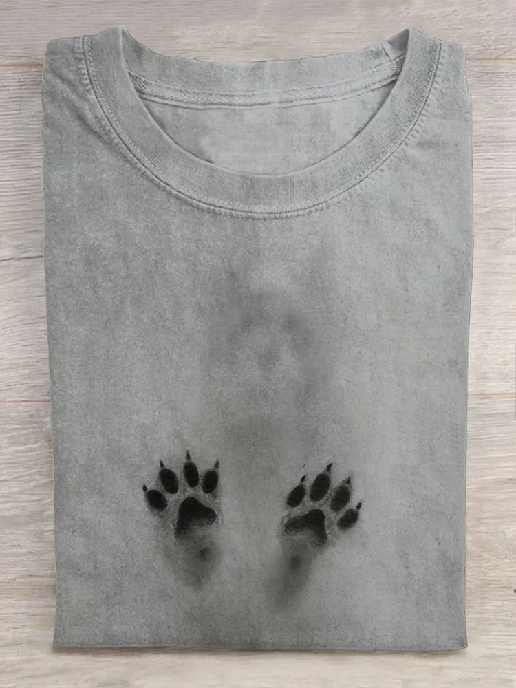 Dog Art Print Short Sleeve Casual T-shirt