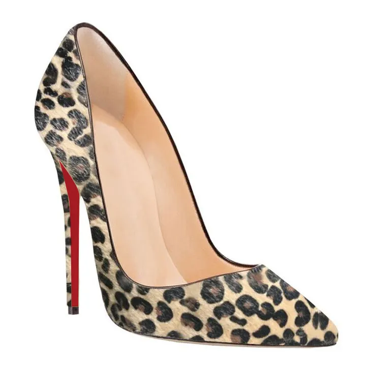 120mm Women's Party Wedding Heels  Leopard Horsehair Pumps-vocosishoes