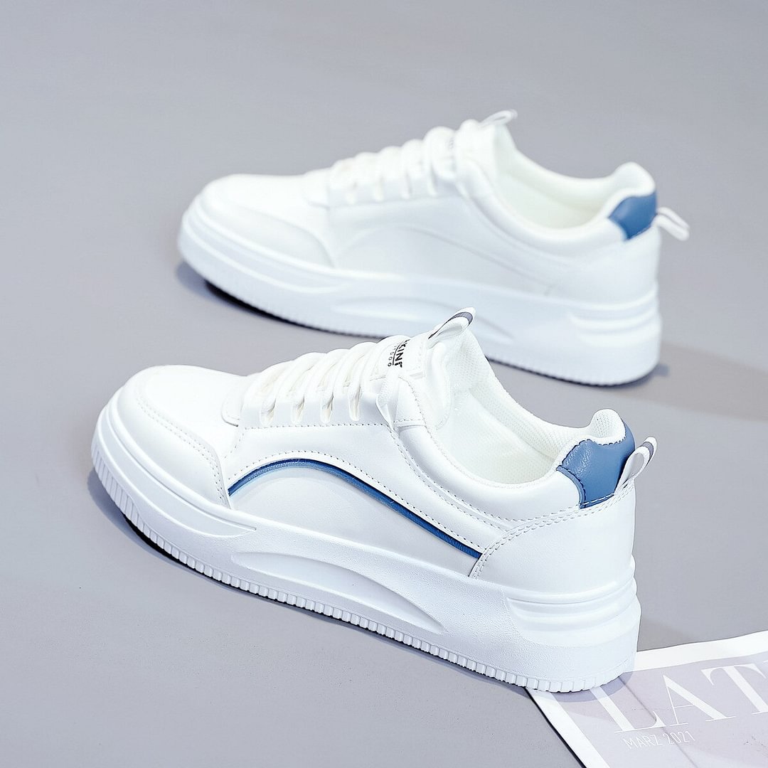 Qjong White Shoes Women 2022 Spring Fashion Non Slip Casual Shoes Flat Running Sheos Women Lace-up Comfort Sneakers Zapatos De Mujer