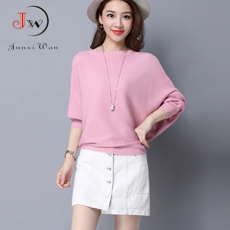 Pull Femme Autumn Winter Women Sweater Batwing Sleeve Jersey mujer Oversized Jumper Slash Neck Women's Knitted Sweaters Coat