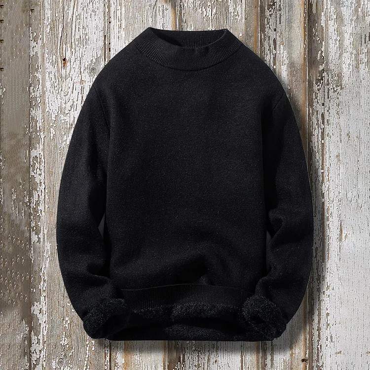 Utbros Turtleneck Fleece Thick Solid Color Sweater