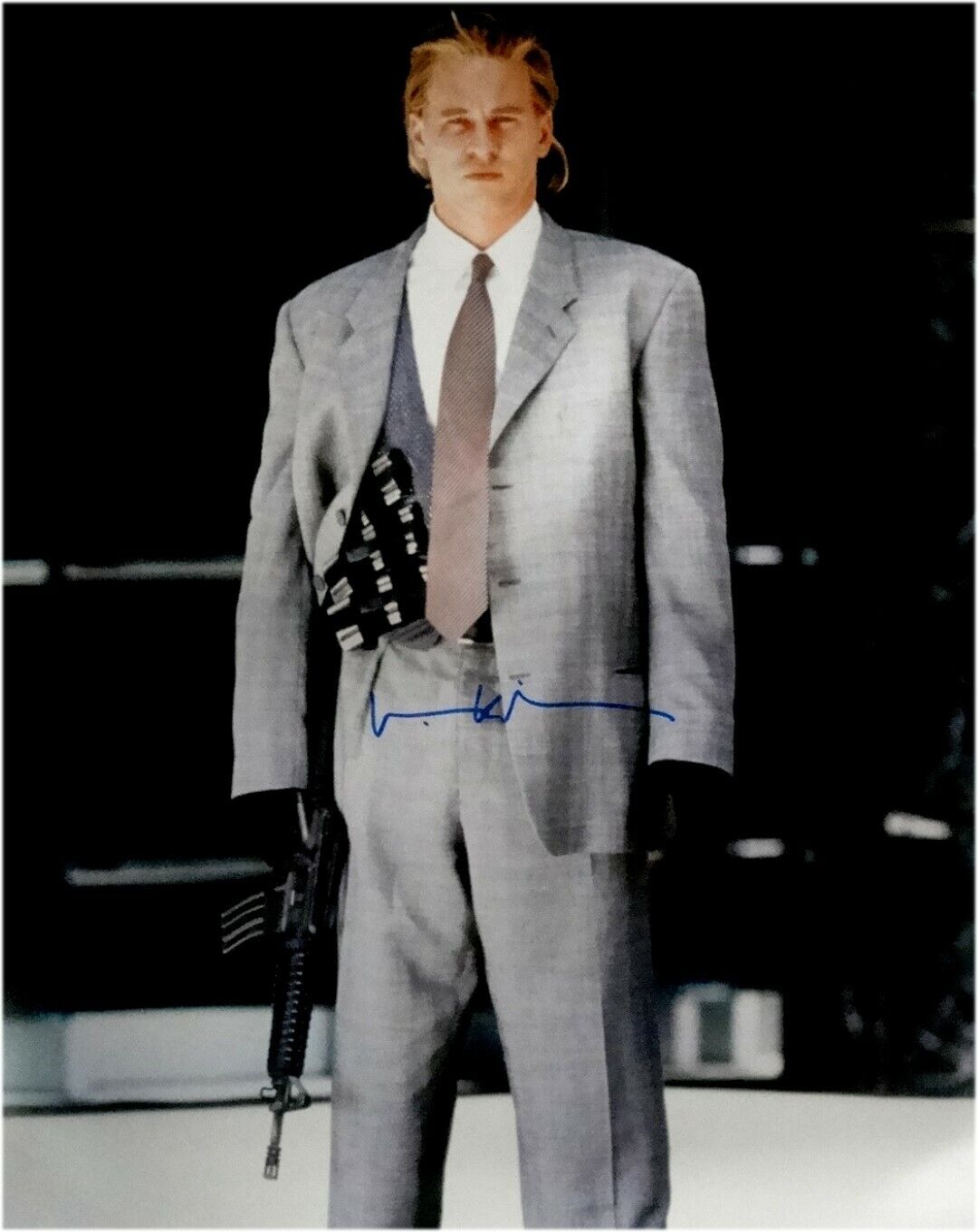 Val Kilmer Hand Signed 16x20 Photo Poster painting Heat Sexy Pose Grey Suit With Gun JSA