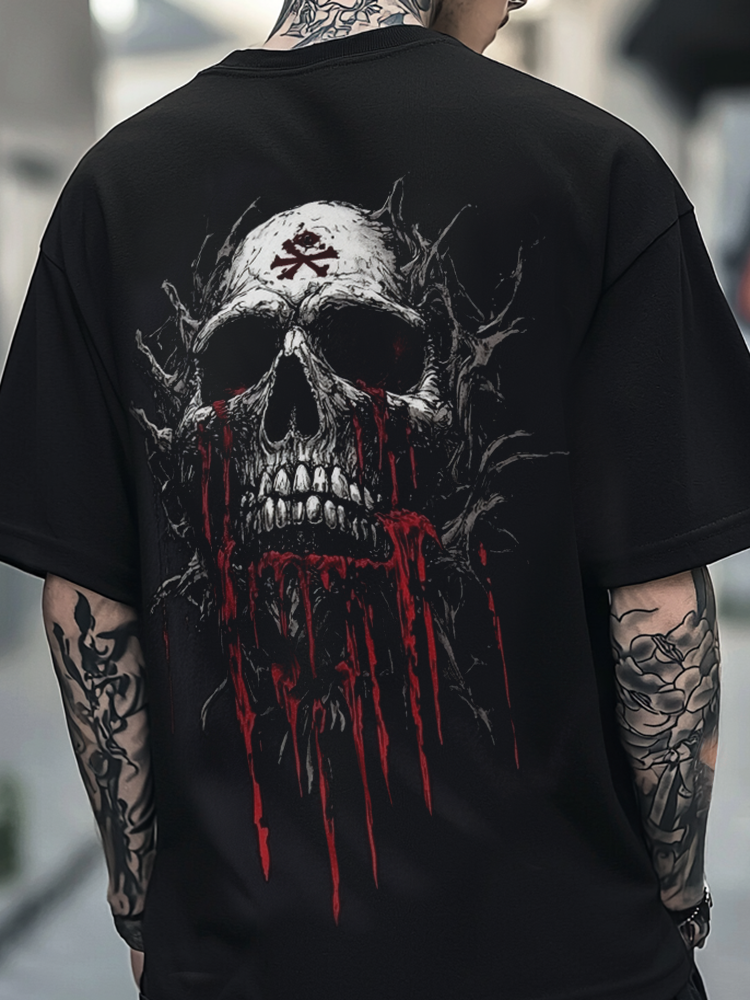 Shoptechwear Art Satanic Skull Death King Oversized Unisex Casual T-shirt