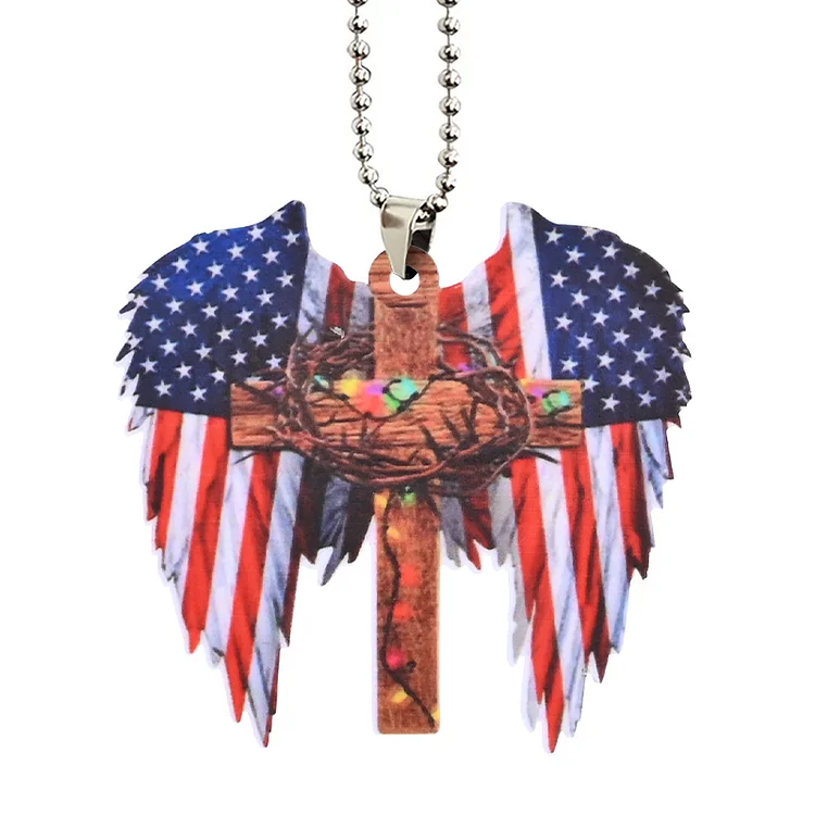 Creative American Flag Wing Shaped Hanging Ornament Pendant-BSTC1065