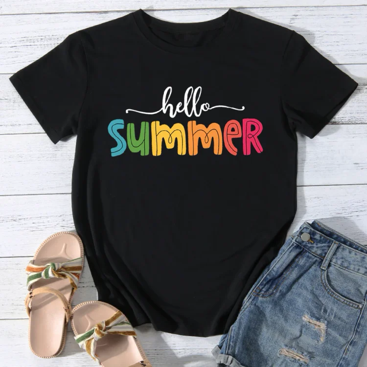 Colorful Hello Summer T-shirt Tee -04303