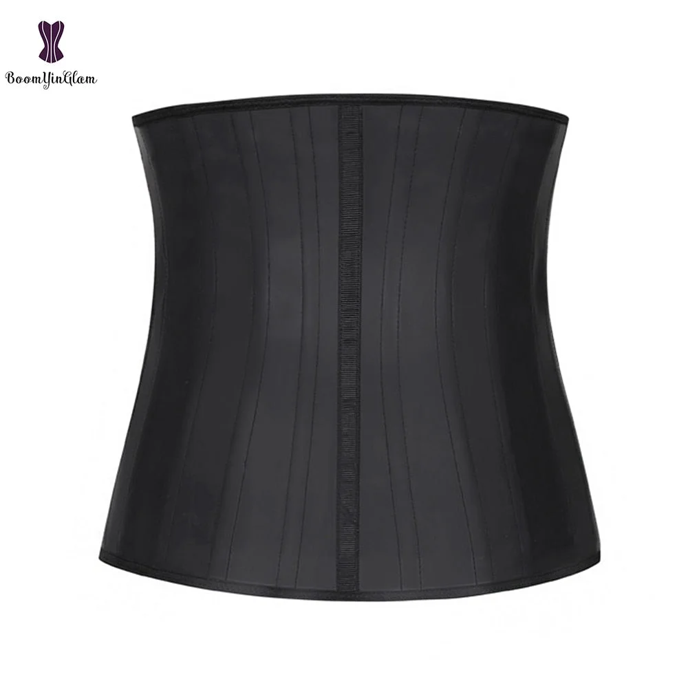 Women's Waist Trainer 25 Steel Boned Black Nude Latex Underbust Corset Training Cincher Shaper 950#