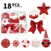 18PCS Christmas Tree Red White Decor Set