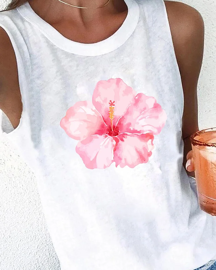 HIBISCUS FLOWER FLORAL TANK TOPS