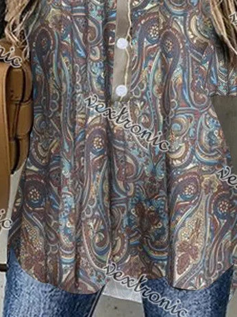 Women Half Sleeve V-neck Solid Color Dress