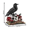 Gothic Floral Flower Model Set Eye-Catching Table Centerpiece Horror Skeleton Bouquet Building Set for Adults Kids Holiday Birthday Gift (Crow)