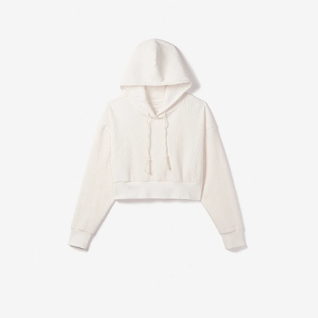 Knit Solid Color Loose Crop Sweatshirt