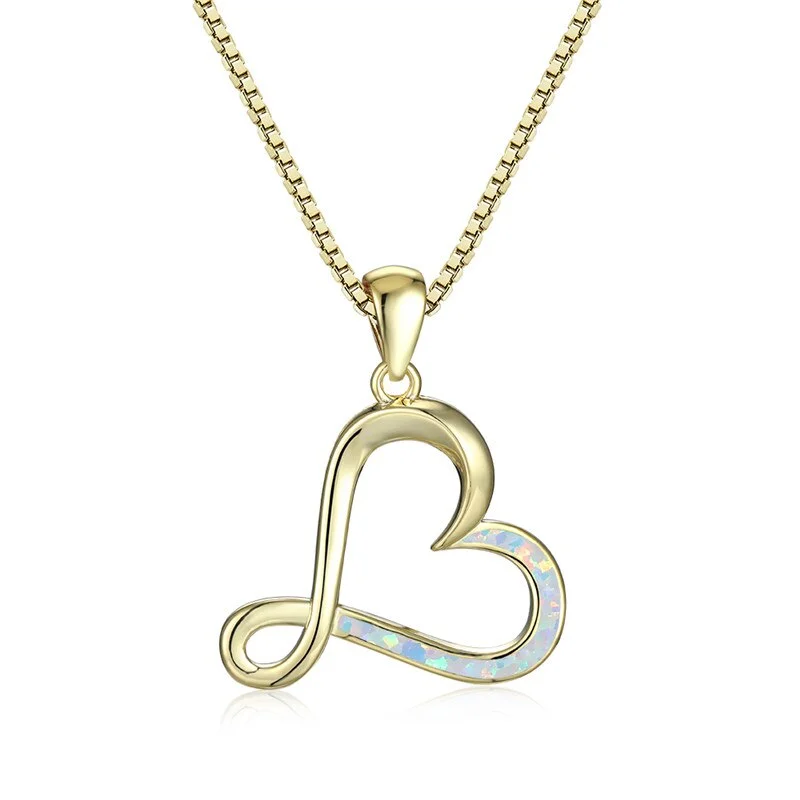 Simple Trendy Love Heart Pendant Necklace Vintage Hollow Infinity Necklace Boho Gold Silver Color Chain Necklaces For Women