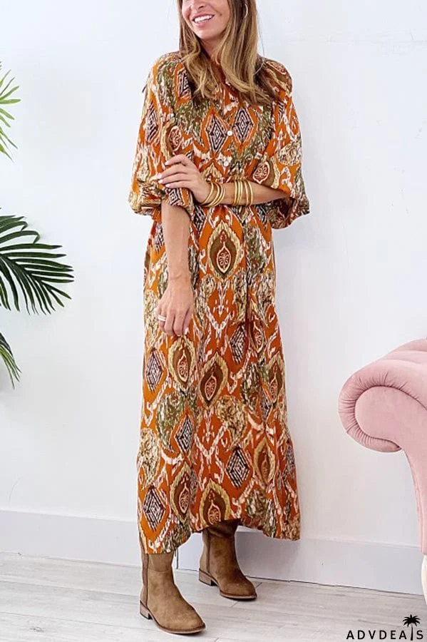 So 70's Multi Print Drape Maxi Dress