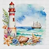 Seaside Lighthouse-11CT Stamped Cross Stitch 40*40cm/15.75*15.75in