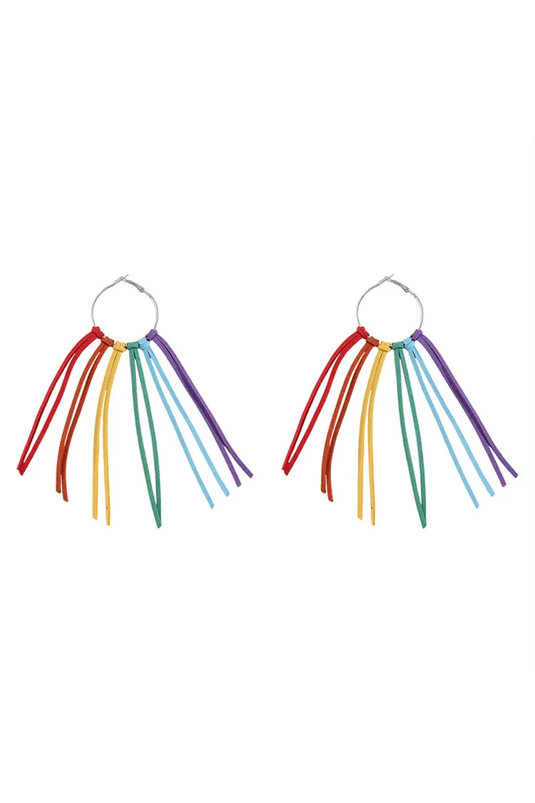 Festival Independence Day Colorful Rainbow Fringed Earrings