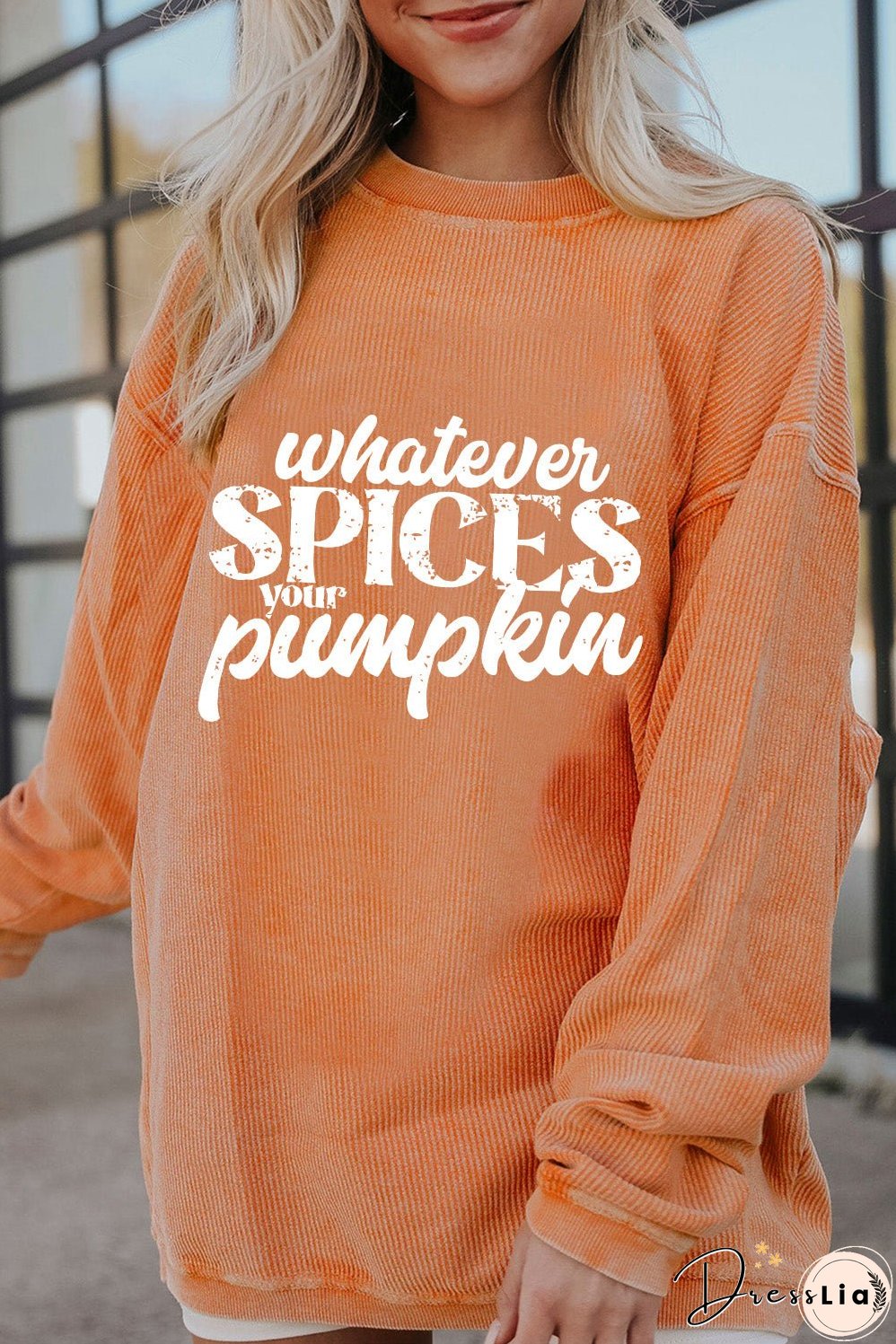 Letter Graphic Round Neck Long Sleeve Oversize Sweatshirt