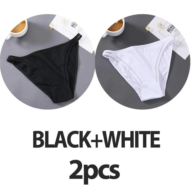 2PCS/Set Sexy Lingerie Women Panties Lace Underwear Female Underpants Cotton Briefs Low Waist Mesh Hollow Out Pantys Lingerie